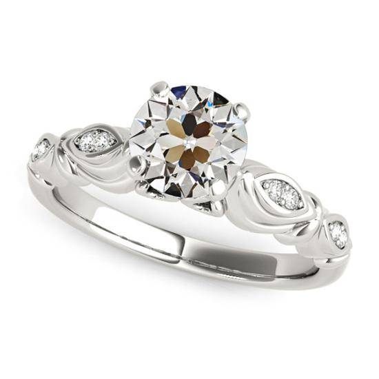 Anello In Oro 14K Con Vero Diamante Taglio Antico Rotondo Set 3 Carati