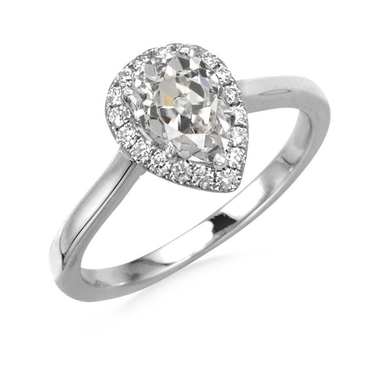 Anello In Oro 14K Rotondo E Pera Con Vero Diamante Taglio Vecchio Miniera 4,50 Carati