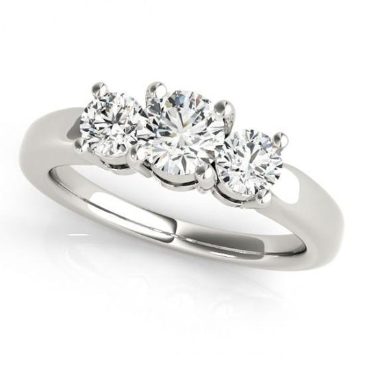 Anello In Oro Bianco 14K Con Naturale Diamante A Taglio Rotondo Con Tre Pietre Da 2 Carati Nuovo