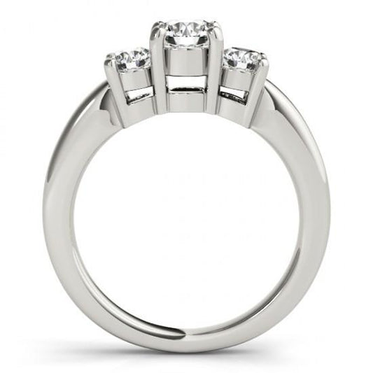 Anello In Oro Bianco 14K Con Naturale Diamante A Taglio Rotondo Con Tre Pietre Da 2 Carati Nuovo