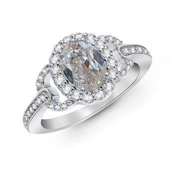 Anello In Oro Bianco Con Anello Ovale Vecchio Minatore Con Genuino Diamanti 2 Carati Gioielli Da Donna