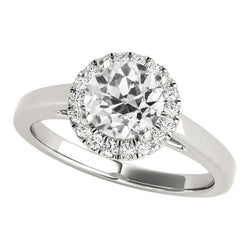 Anello In Oro Bianco Con Genuino Diamante Taglio Antico, 3,75 Carati