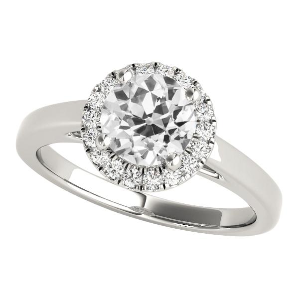 Anello In Oro Bianco Con Genuino Diamante Taglio Antico, 3,75 Carati