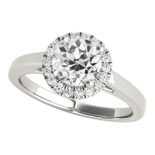 Anello In Oro Bianco Con Genuino Diamante Taglio Antico, 3,75 Carati