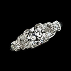 Anello In Oro Bianco Con Vero Diamanti Taglio Vecchio Miniera Stile Vintage 3 Carati