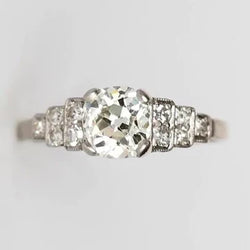 Anello In Oro Bianco Rotondo Con Vero Diamanti Taglio Vecchio Miniera 2.25 Carati Gioielli Da Donna