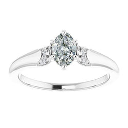 Anello In Oro Rotondo E Marquise Con Vero Diamanti A Taglio Antico, 6 Griffe, 1,50 Carati