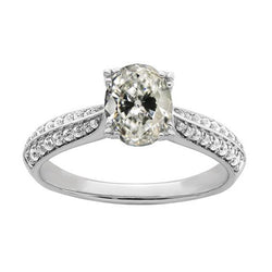 Anello In Oro Rotondo E Ovale Con Vero Diamanti A Taglio Antico Da Miniera 4 Carati