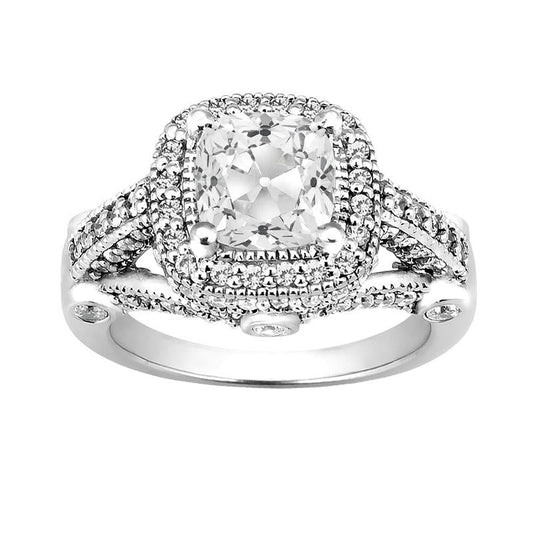 Anello In Stile Antico Con Anello Rotondo A Forma Di Miniera Con Vero Diamante Tagliato A 6 Carati Con Gambo Diviso