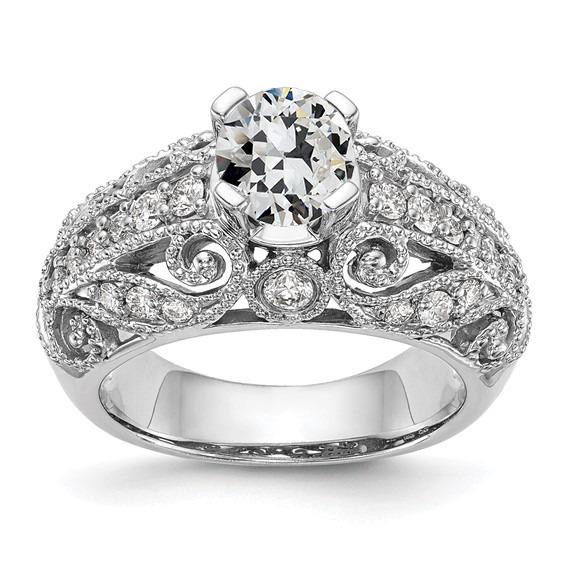 Anello In Stile Antico Milgrain 3,25 Carati Di Genuino Diamante Rotondo A Taglio Vecchio