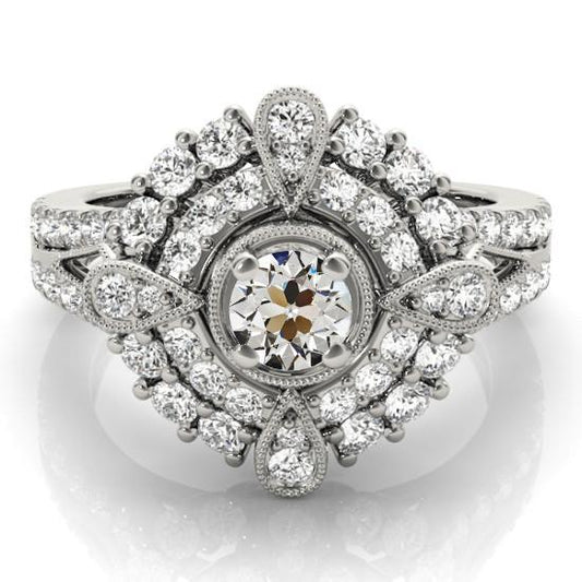Anello Milgrain Double Halo Old Miner Vero Diamond 5 Carati