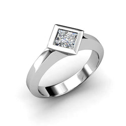 Anello Nuziale Con Naturale Diamante Solitario Taglio Principessa Da 1.50 Ct Con Castone
