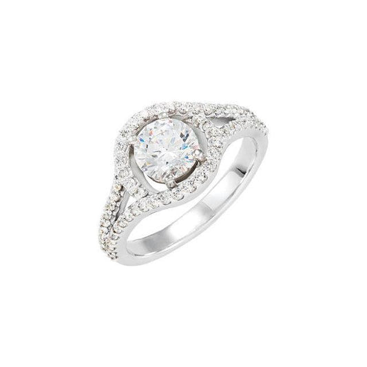 Anello Nuziale In Oro Bianco 14K Con Genuino Diamante Brillante Halo Rotondo Da 2 Carati