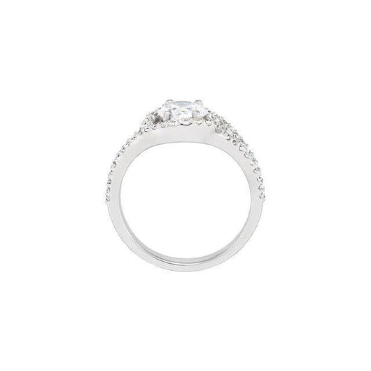 Anello Nuziale In Oro Bianco 14K Con Genuino Diamante Brillante Halo Rotondo Da 2 Carati