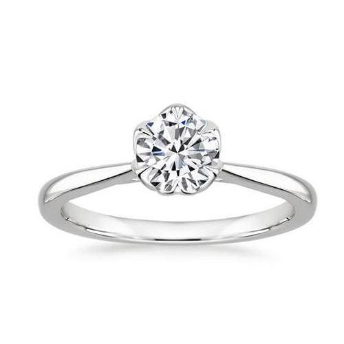 Anello Nuziale In Oro Bianco Con Genuino Diamante A Taglio Rotondo Scintillante Solitario Da 1.70 Ct