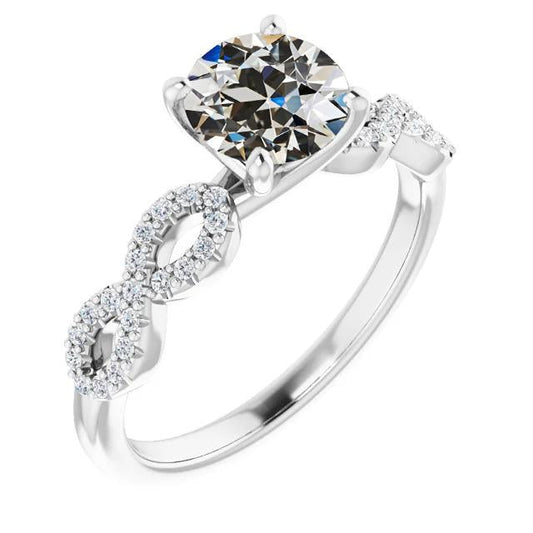 Anello Nuziale Rotondo Con Genuino Diamanti A Taglio Antico, Stile Infinito, 4,50 Carati