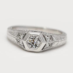 Anello Nuziale Rotondo Con Naturale Diamanti Tagliati A Miniera, Gioielli In Stile Vintage, 1 Carato