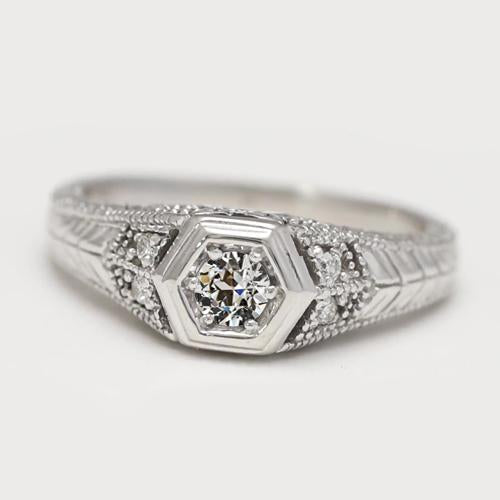 Anello Nuziale Rotondo Con Naturale Diamanti Tagliati A Miniera, Gioielli In Stile Vintage, 1 Carato