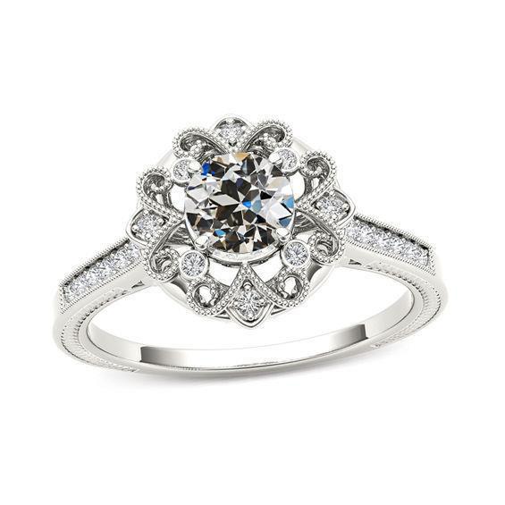 Anello Nuziale Rotondo Con Vero Diamanti A Taglio Antico, Stile Antico, 2,25 Carati