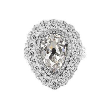Anello Nuziale Triplo Alone Pera Vecchio Minatore Vero Diamante 5 Carati Stile Fiore