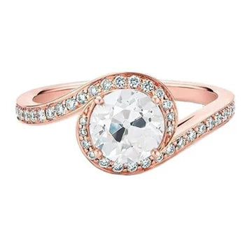Anello Old Mine Cut Set Da Tavola Con Pavé Di Vero Diamanti 2,25 Carati