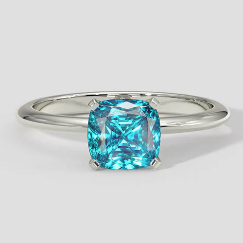 Anello Paraiba a cuscino bluastro