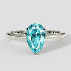 Anello Paraiba a forma di pera da 2,5 ct in oro bianco 14 carati