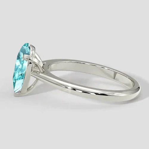 Anello Paraiba a forma di pera da 2,5 ct in oro bianco 14 carati
