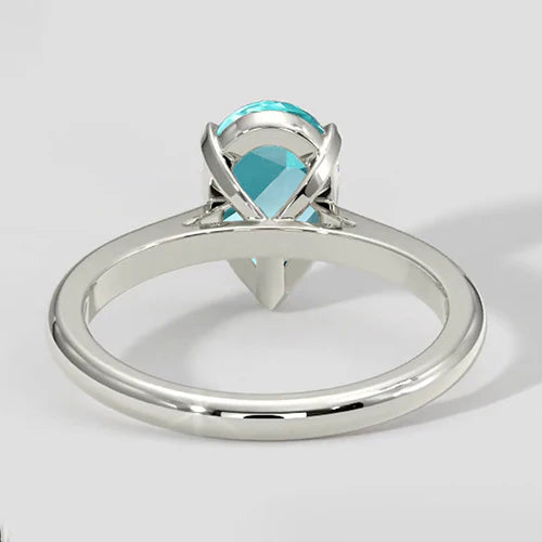 Anello Paraiba a forma di pera da 2,5 ct in oro bianco 14 carati