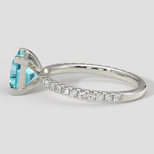 Anello Paraiba con cuscino blu tropicale