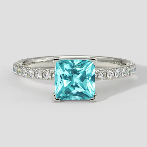 Anello Paraiba con cuscino blu tropicale