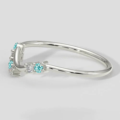 Anello Paraiba e diamanti stile chevron