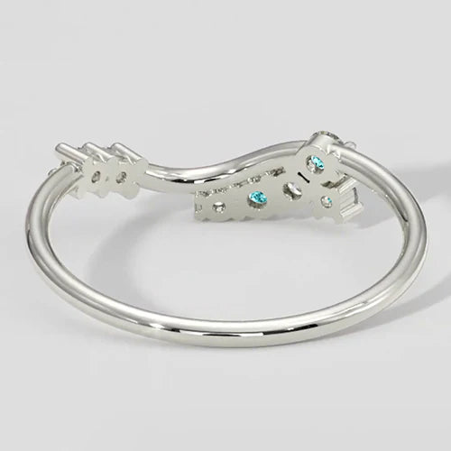 Anello Paraiba e diamanti stile chevron
