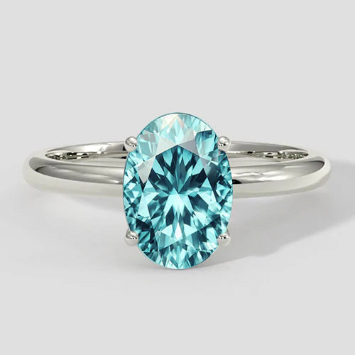 Anello Paraiba neon a taglio ovale da 2,75 ct