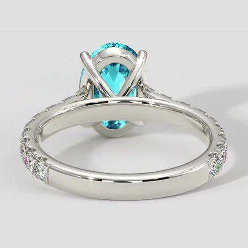 Anello Paraiba ovale con fascia di diamanti