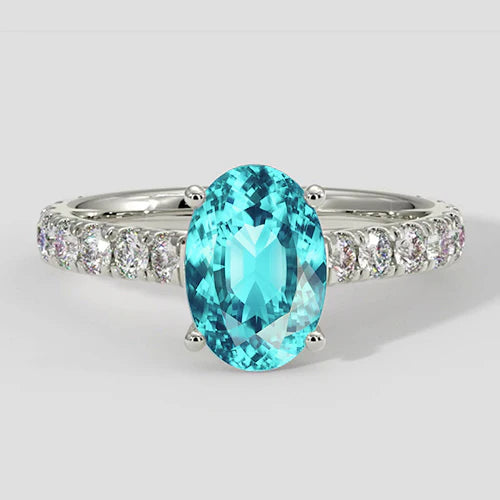 Anello Paraiba ovale con fascia di diamanti