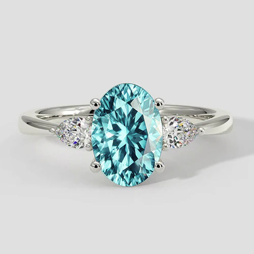 Anello Paraiba ovale con tre pietre
