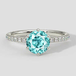 Anello Paraiba rotondo a 6 punte con accenti di diamanti