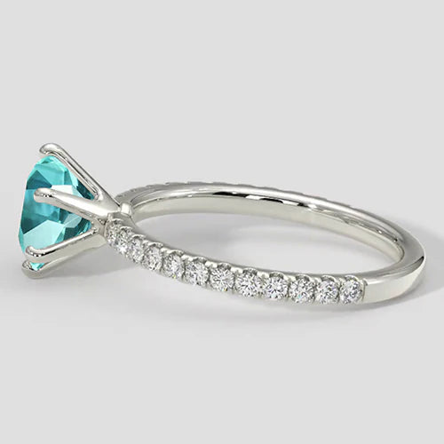 Anello Paraiba rotondo a 6 punte con accenti di diamanti