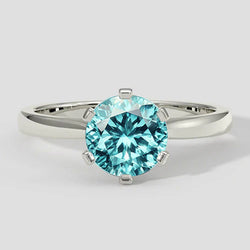 Anello Paraiba rotondo bluastro da 3 ct