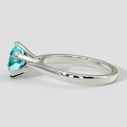 Anello Paraiba rotondo bluastro da 3 ct