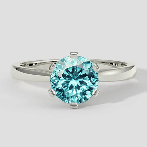 Anello Paraiba rotondo bluastro da 3 ct