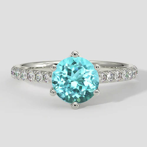 Anello Paraiba taglio rotondo da 2,50 ct