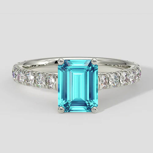 Anello Paraiba taglio smeraldo da 2 carati