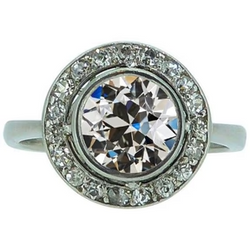 Anello Per Anniversario Halo Da 4 Carati Con Castone Con Vero Diamanti Rotondi Taglio Antico