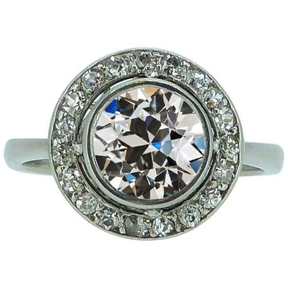 Anello Per Anniversario Halo Da 4 Carati Con Castone Con Vero Diamanti Rotondi Taglio Antico