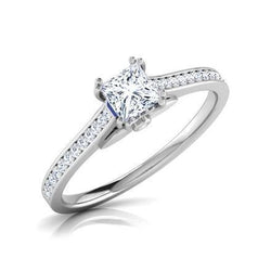 Anello Per L'Anniversario Con Naturale Diamanti Taglio Principessa E Taglio Rotondo Da 2,80 Ct Con Accenti