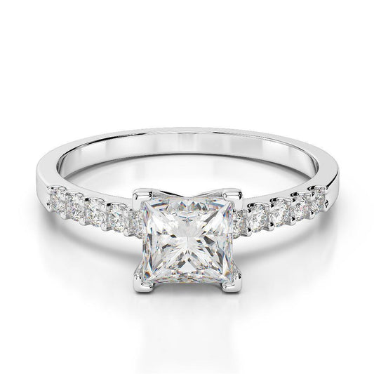 Anello Per L'Anniversario Con Vero Diamante Principessa Scintillante Da 2,85 Carati