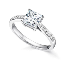 Anello Principessa Con Genuino Diamanti Da 4,10 Ct Con Accenti In Oro Bianco 14K