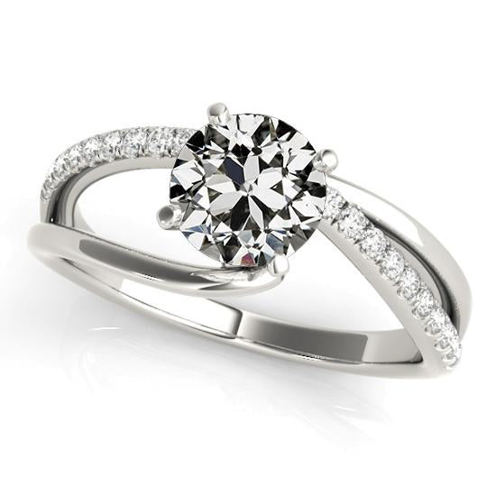 Anello Rotondo Con Genuino Diamante Taglio Antico, Gambo Diviso 3,75 Carati